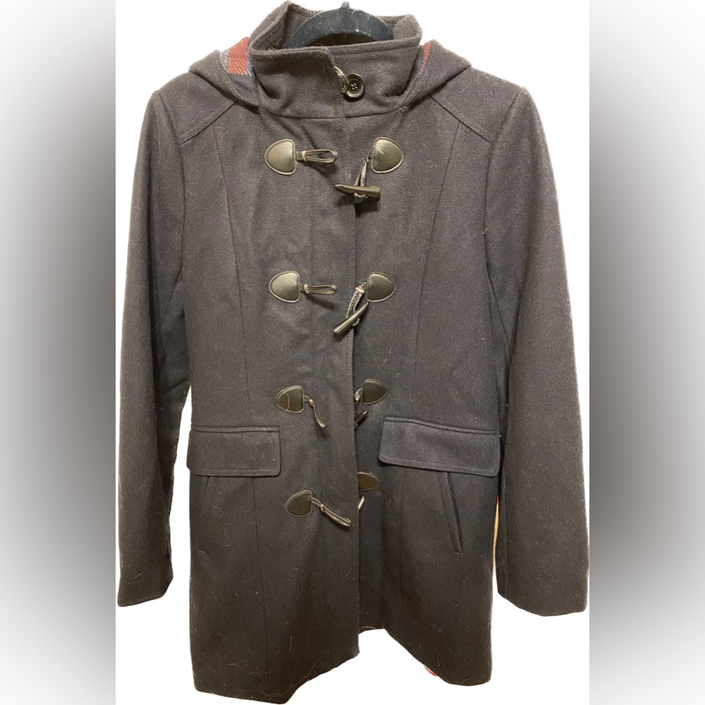 Tommy Hilfiger Wool Blend Classic Hooded Toggle Coat Navy Medium